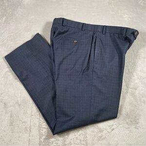 Brooks Brothers 346 Madison Fit Pants Mens 38x32 Dark Navy 100% Wool Windowpane